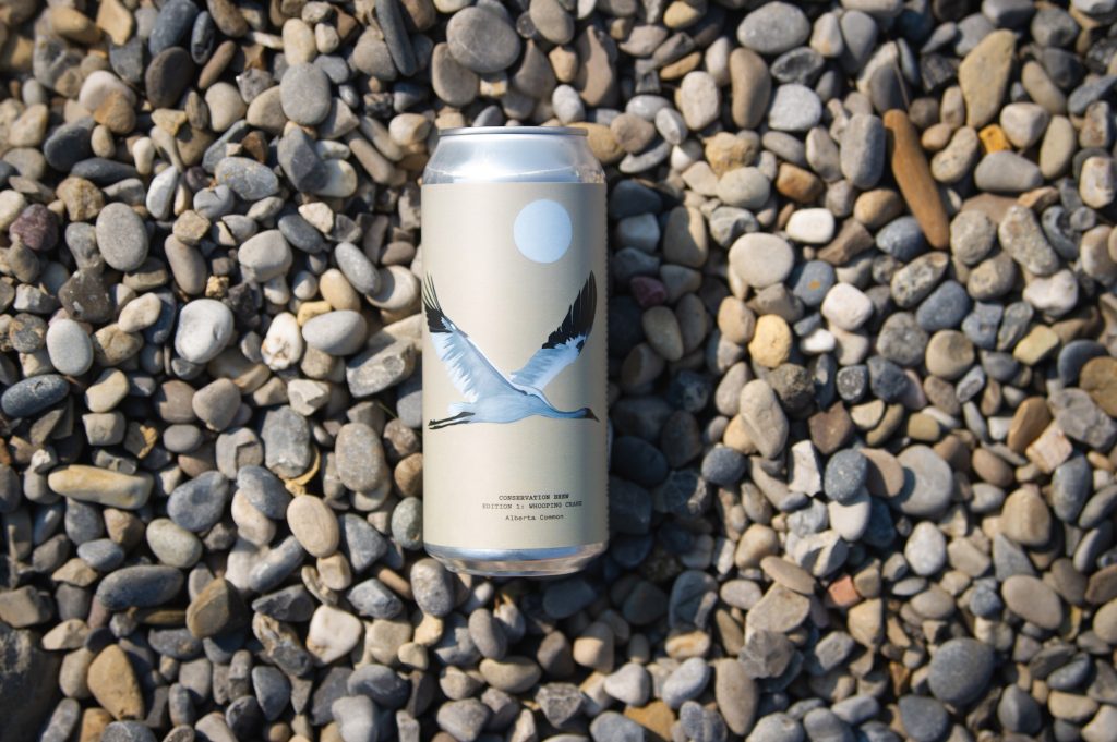 Can of ale with image of whooping crane